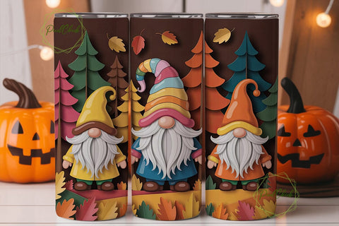 Autumn Gnomes 20oz Tumbler Wrap Sublimation PixelChick 