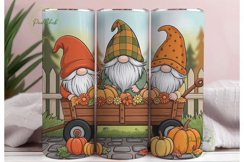 Autumn Gnomes 20oz Tumbler Wrap Sublimation PixelChick 