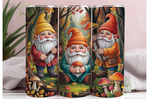 Autumn Gnomes Forest 20oz Tumbler Wrap Sublimation PixelChick 
