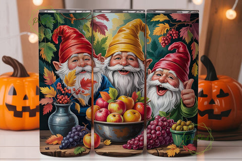 Autumn Gnomes Harvest 20oz Tumbler Wrap Sublimation PixelChick 