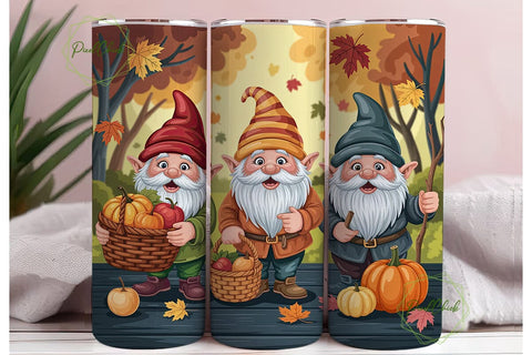 Autumn Gnomes Harvest 20oz Tumbler Wrap Sublimation PixelChick 