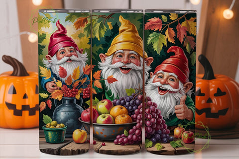 Autumn Gnomes Harvest 20oz Tumbler Wrap Sublimation PixelChick 