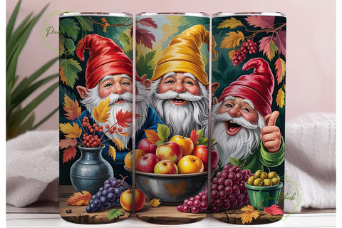 Autumn Gnomes Harvest 20oz Tumbler Wrap Sublimation PixelChick 