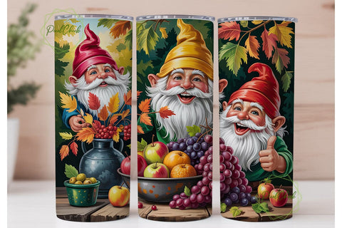 Autumn Gnomes Harvest 20oz Tumbler Wrap Sublimation PixelChick 