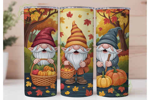 Autumn Gnomes Harvest 20oz Tumbler Wrap Sublimation PixelChick 