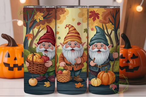 Autumn Gnomes Harvest 20oz Tumbler Wrap Sublimation PixelChick 
