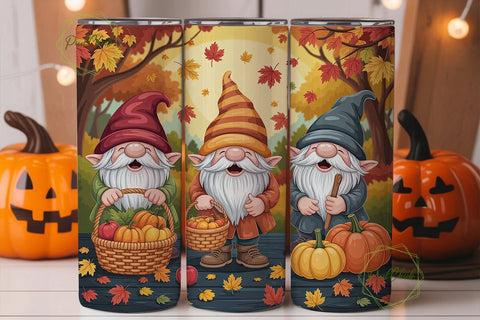 Autumn Gnomes Harvest 20oz Tumbler Wrap Sublimation PixelChick 