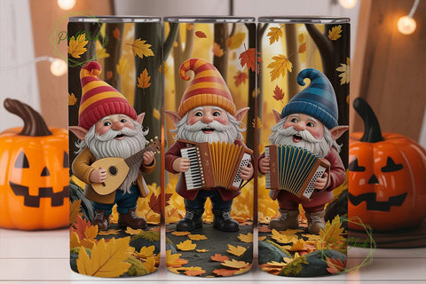Autumn Gnomes Musicians 20oz Tumbler Sublimation PixelChick 