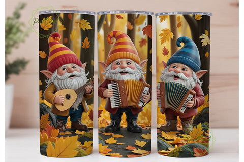 Autumn Gnomes Musicians 20oz Tumbler Sublimation PixelChick 