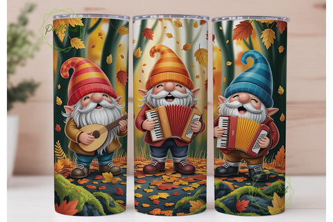 Autumn Gnomes Musicians 20oz Tumbler Sublimation PixelChick 