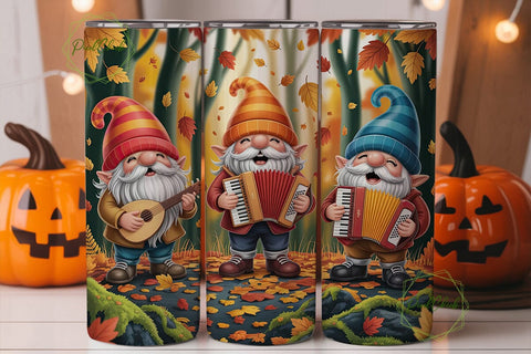 Autumn Gnomes Musicians 20oz Tumbler Sublimation PixelChick 