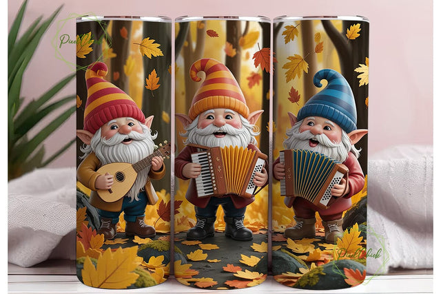 Autumn Gnomes Musicians 20oz Tumbler Sublimation PixelChick 