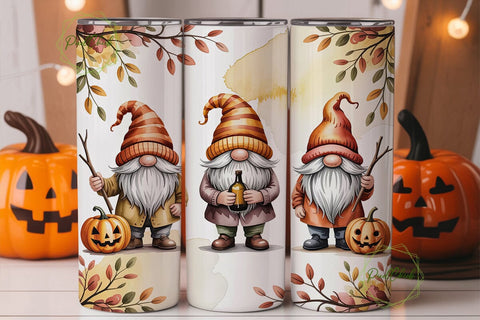 Autumn Gnomes Watercolor 20oz Tumbler Sublimation PixelChick 