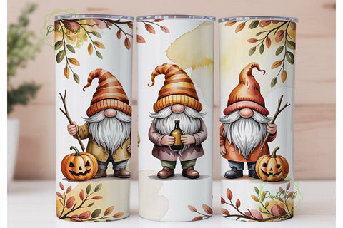 Autumn Gnomes Watercolor 20oz Tumbler Sublimation PixelChick 