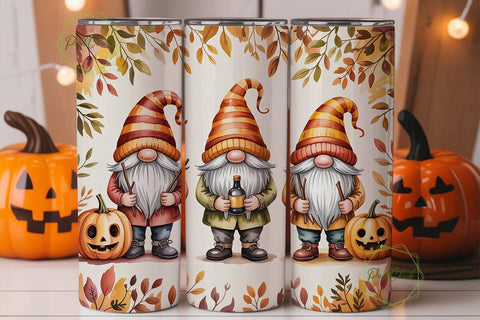 Autumn Gnomes Watercolor 20oz Tumbler Sublimation PixelChick 