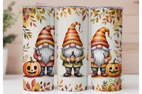Autumn Gnomes Watercolor 20oz Tumbler Sublimation PixelChick 