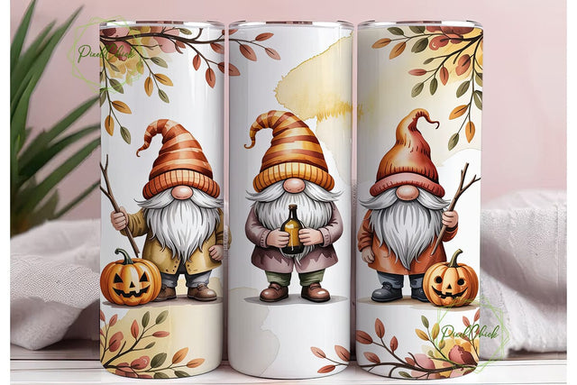 Autumn Gnomes Watercolor 20oz Tumbler Sublimation PixelChick 