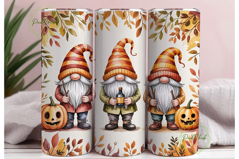 Autumn Gnomes Watercolor 20oz Tumbler Sublimation PixelChick 