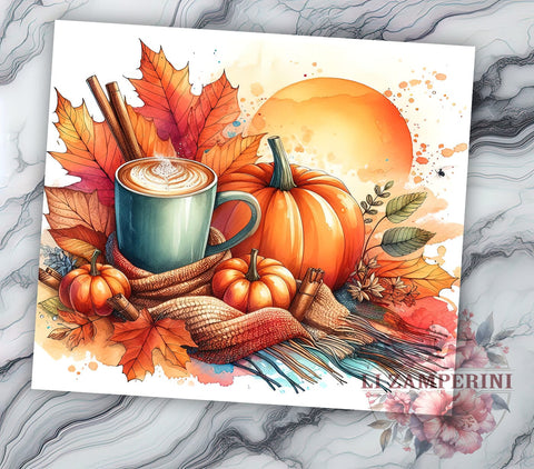 Autumn Halloween 20oz Tumbler Wrap PNG, Fall Tumbler Png, Straight & Tapered Tumbler Wrap, Instant Digital Download Sublimation Li Zamperini 