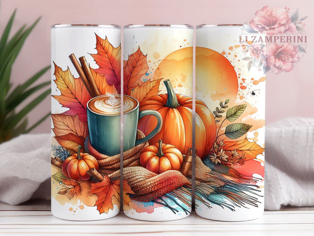 Autumn Halloween 20oz Tumbler Wrap PNG, Fall Tumbler Png, Straight & Tapered Tumbler Wrap, Instant Digital Download Sublimation Li Zamperini 