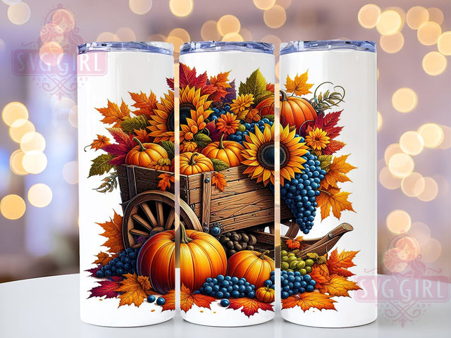 Autumn Harvest 20oz Tumbler, Fall Tumbler, Autumn Harvest Design, 20oz Tumbler Wrap, Seasonal Decor, Thanksgiving Gift, Fall Drinkware, Sublimation Art Sublimation SvggirlplusArt 