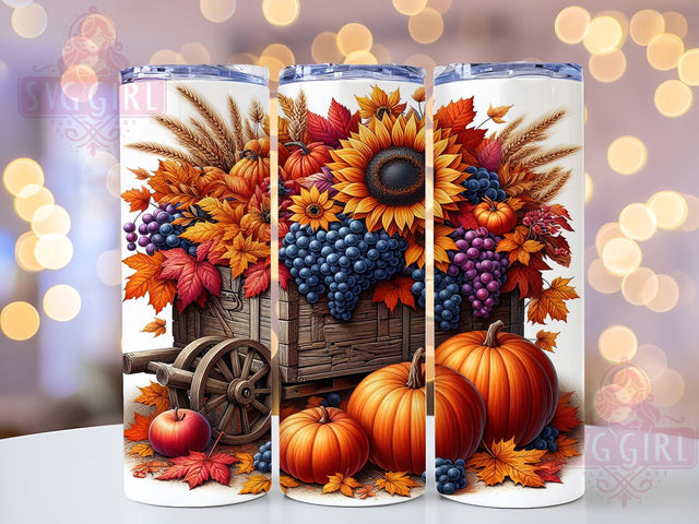 Autumn Harvest 20oz Tumbler, Fall Tumbler, Autumn Harvest Design, 20oz Tumbler Wrap, Seasonal Decor, Thanksgiving Gift, Fall Drinkware, Sublimation Art Sublimation SvggirlplusArt 