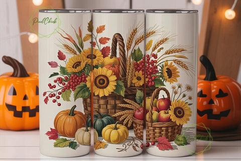 Autumn Harvest 20oz Tumbler Wrap Sublimation PixelChick 