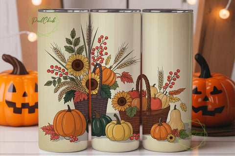 Autumn Harvest 20oz Tumbler Wrap Sublimation PixelChick 