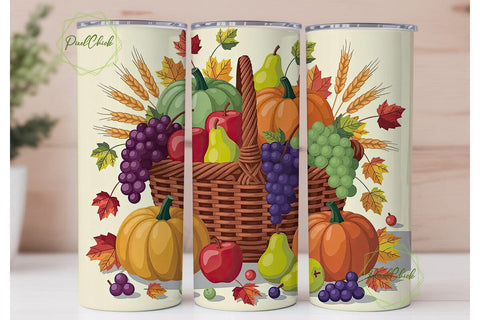 Autumn Harvest 20oz Tumbler Wrap Sublimation PixelChick 