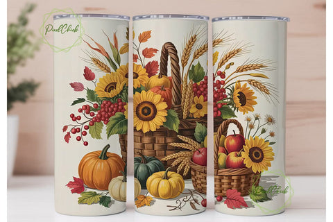 Autumn Harvest 20oz Tumbler Wrap Sublimation PixelChick 