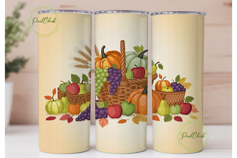 Autumn Harvest 20oz Tumbler Wrap Sublimation PixelChick 