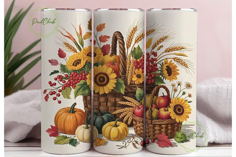 Autumn Harvest 20oz Tumbler Wrap Sublimation PixelChick 