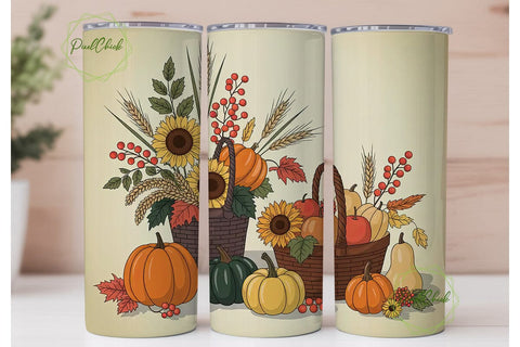 Autumn Harvest 20oz Tumbler Wrap Sublimation PixelChick 