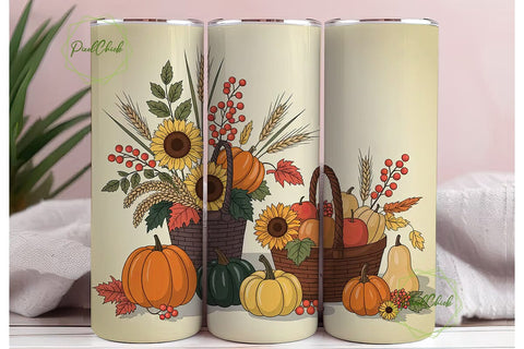 Autumn Harvest 20oz Tumbler Wrap Sublimation PixelChick 