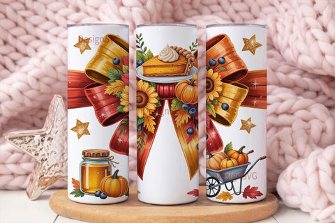 Autumn Harvest Bow 20oz Tumbler Sublimation DesignSVG 