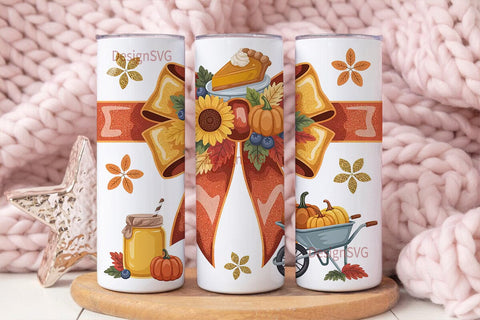 Autumn Harvest Bow 20oz Tumbler Sublimation DesignSVG 