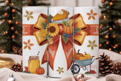Autumn Harvest Bow 20oz Tumbler Sublimation DesignSVG 