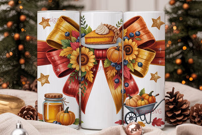 Autumn Harvest Bow 20oz Tumbler Sublimation DesignSVG 