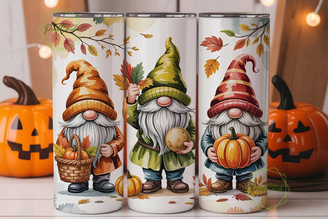 Autumn Harvest Gnomes 20oz Tumbler Wrap Sublimation PixelChick 