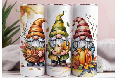 Autumn Harvest Gnomes 20oz Tumbler Wrap Sublimation PixelChick 