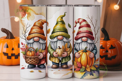 Autumn Harvest Gnomes 20oz Tumbler Wrap Sublimation PixelChick 