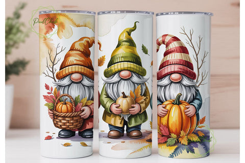 Autumn Harvest Gnomes 20oz Tumbler Wrap Sublimation PixelChick 