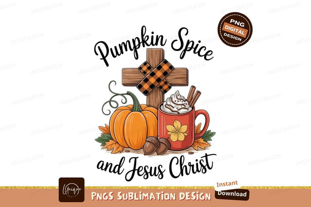 Autumn harvest pumpkin spice drink cross image Sublimation Designangry 