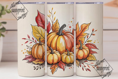 Autumn Harvest Pumpkins 20oz Tumbler Sublimation sassyprint 