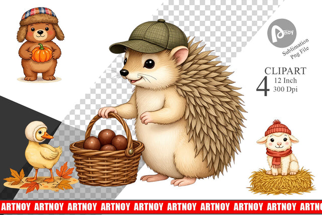 Autumn Hat Critters Clipart Sublimation artnoy 
