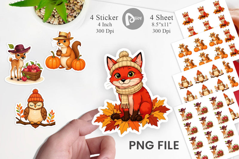 Autumn Hat Critters Sticker Sublimation artnoy 