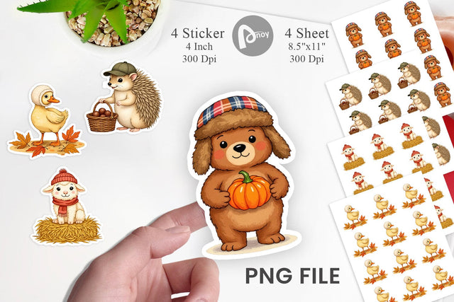 Autumn Hat Critters Sticker Sublimation artnoy 