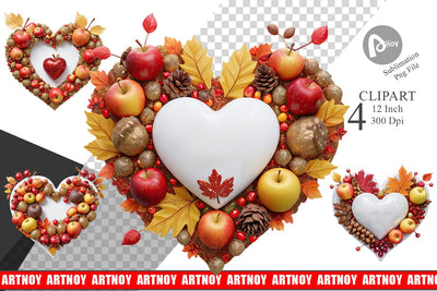 Autumn Heart Clipart Sublimation artnoy 