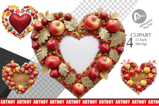 Autumn Heart Clipart Sublimation artnoy 