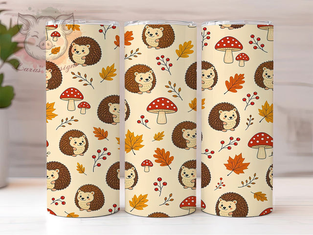 Autumn Hedgehog 20oz Tumbler, Hedgehog Motif, Autumn Art Design, Cozy Theme, Rustic Accent, Whimsical Charm, Sublimation Wrap, 20oz Tumbler Sublimation Lara' s Designs 